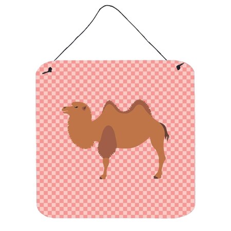 Carolines Treasures Bactrian Camel Pink Check Wall or Door Hanging Prints, 6 x 6 in. BB7818DS66